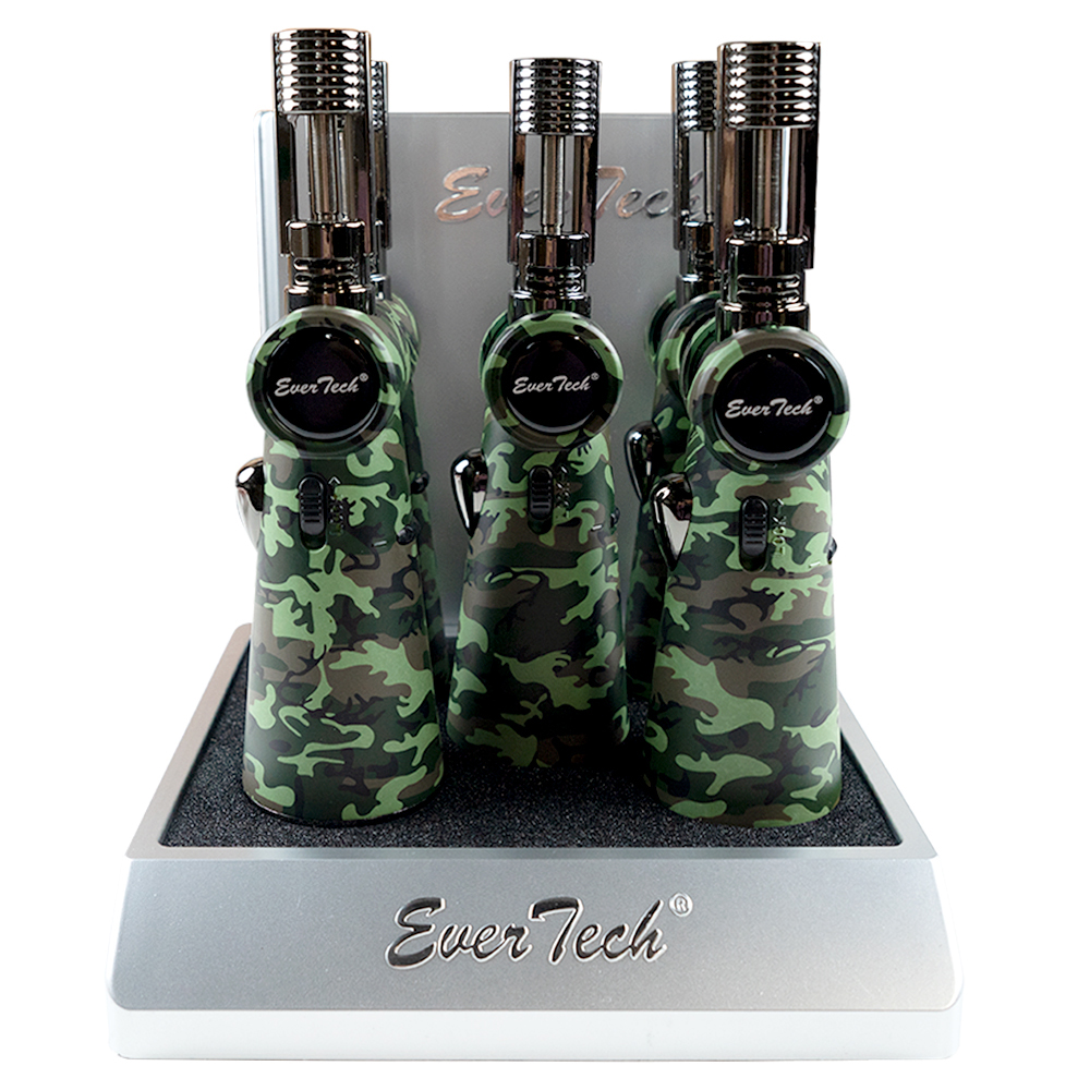 EVERTECH JET TORCH LIGHTERS WITH ADJUSTABLE NOZZLES - CAMO - 5CT