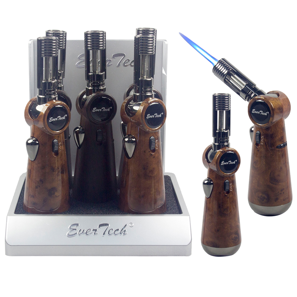 EVERTECH JET TORCH LIGHTERS WITH ADJUSTABLE NOZZLES - WOOD - 5CT
