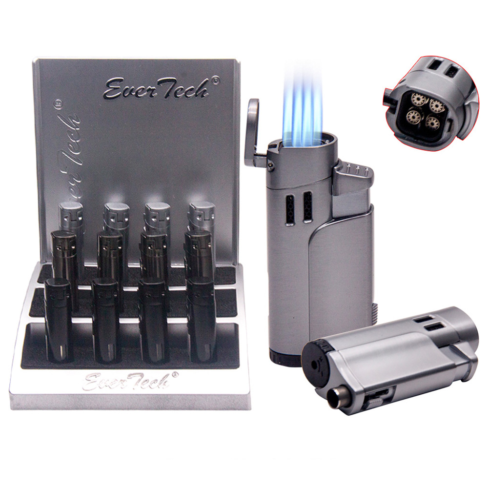 EVERTECH QUAD TORCH WITH CIGAR PUNCH - 12CT DISPLAY