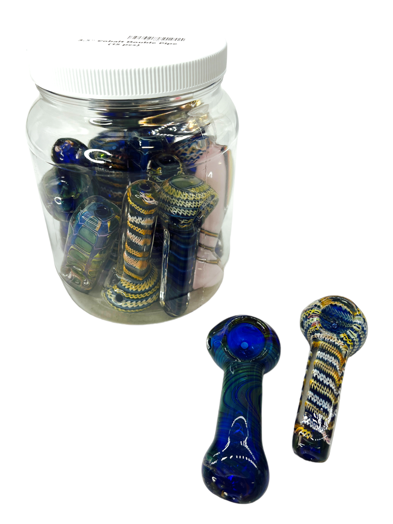 3.5" DOUBLE TUBING COBALT HANDPIPE MIX - 15CT JAR