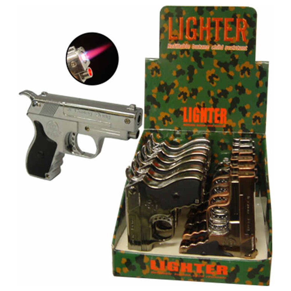 LASER GUN WINDPROOF RED FLAME TORCH - 12CT