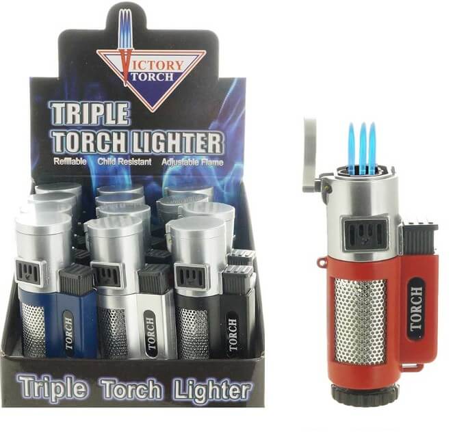 VICTORY TRIPLE TORCH WITH GRATED SIDE PANEL - 12CT