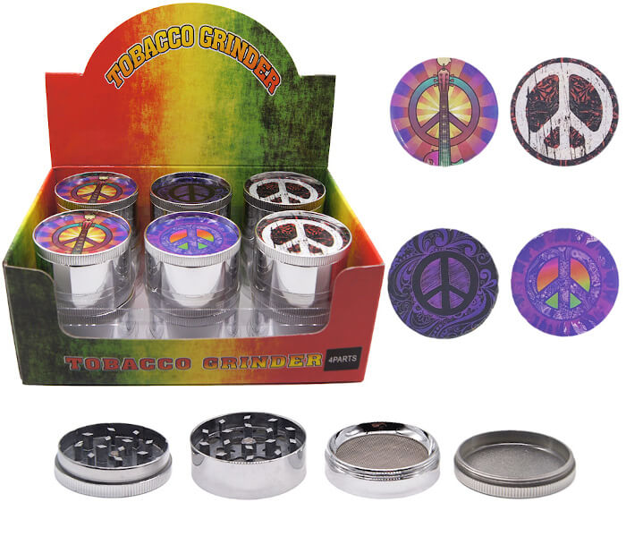 PEACE 52MM 3 PART GRINDER DISPLAY - 12CT