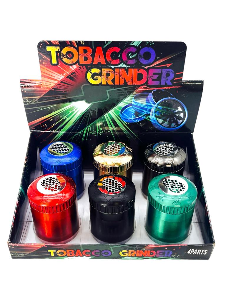 4 PART MIXED COLOR GRINDER WITH A SKULL DESIGN STORAGE ON TOP 52MM - 6CT