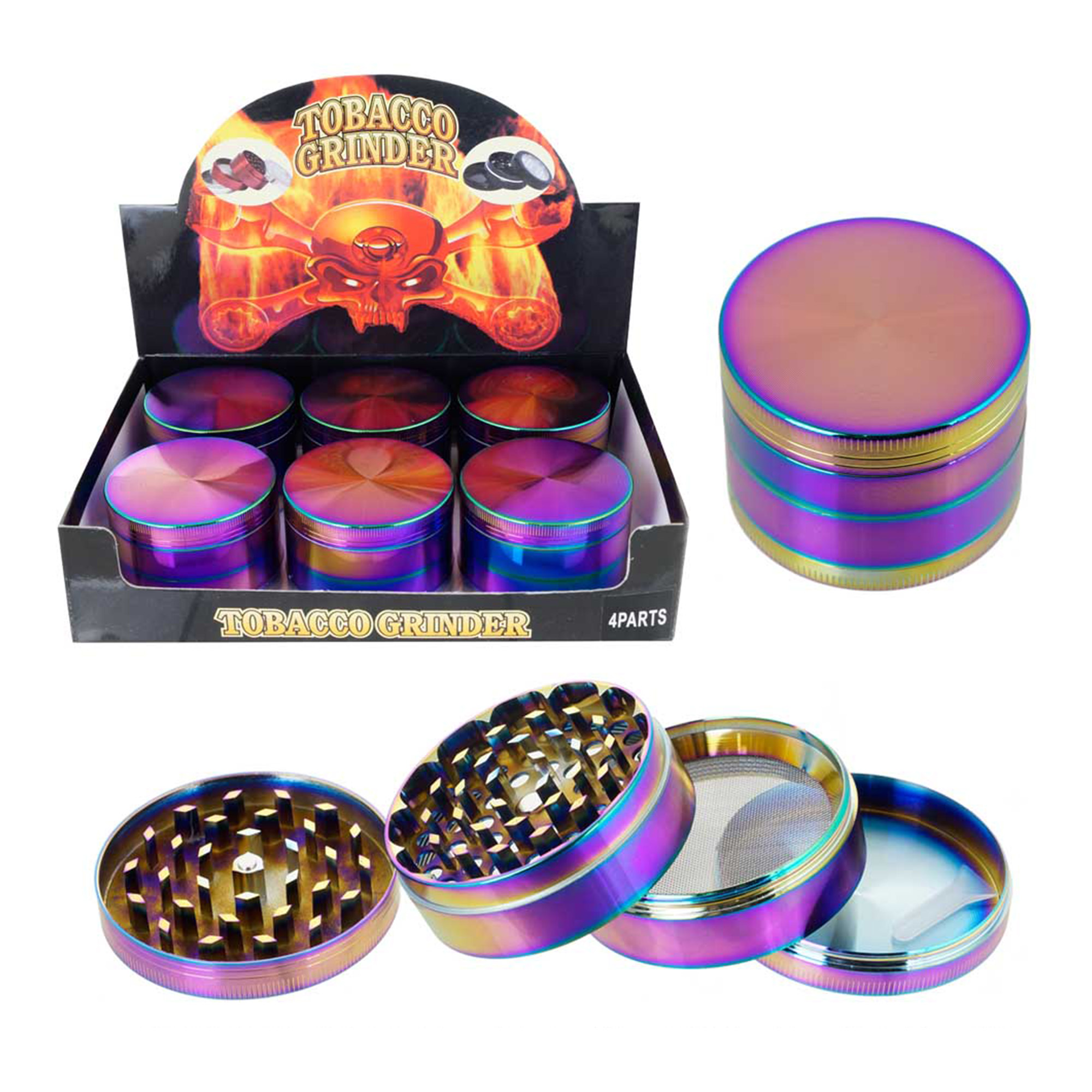 4 PART METAL RAINBOW GRINDER 63MM - 6CT