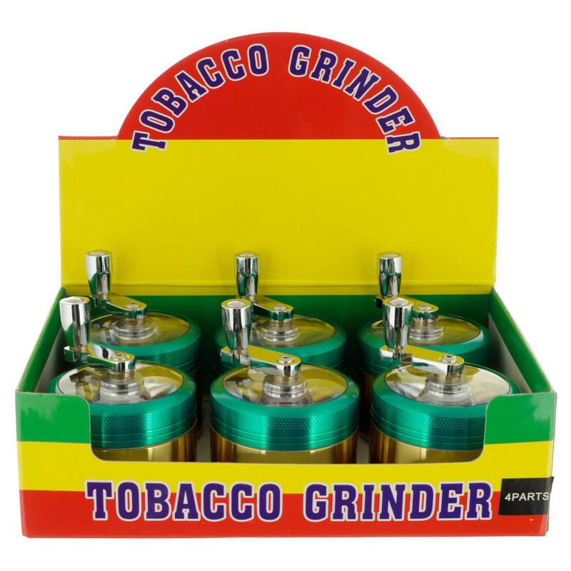 4 PARTS RASTA HAND CRANK GRINDER DISPLAY 55MM - 6CT