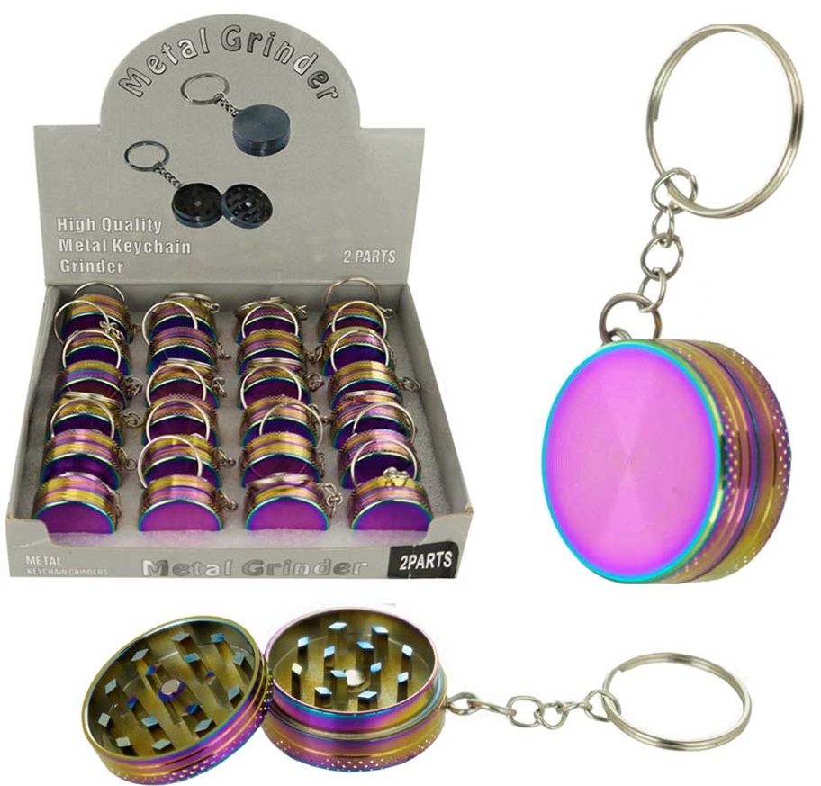 2 PARTS MINI METAL GRINDERS AS KEYCHAINS - 24CT