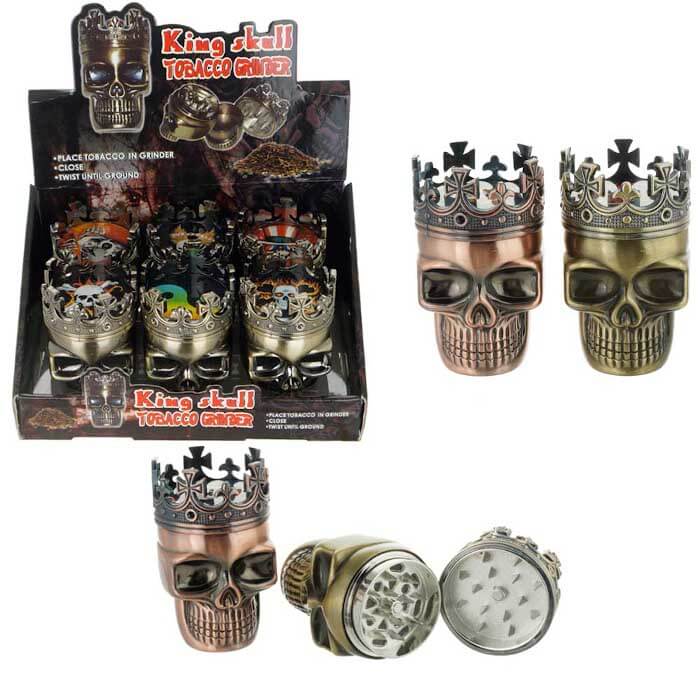3 PARTS 48MM SKULL SHAPED GRINDER DISPLAY - 6CT
