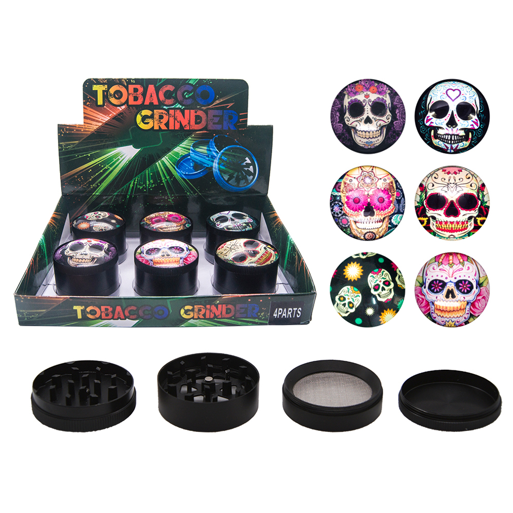 4 PARTS 52MM CRYSTAL BALL ZINC ALLOY GRINDER WITH SKULL DESIGN - 6CT