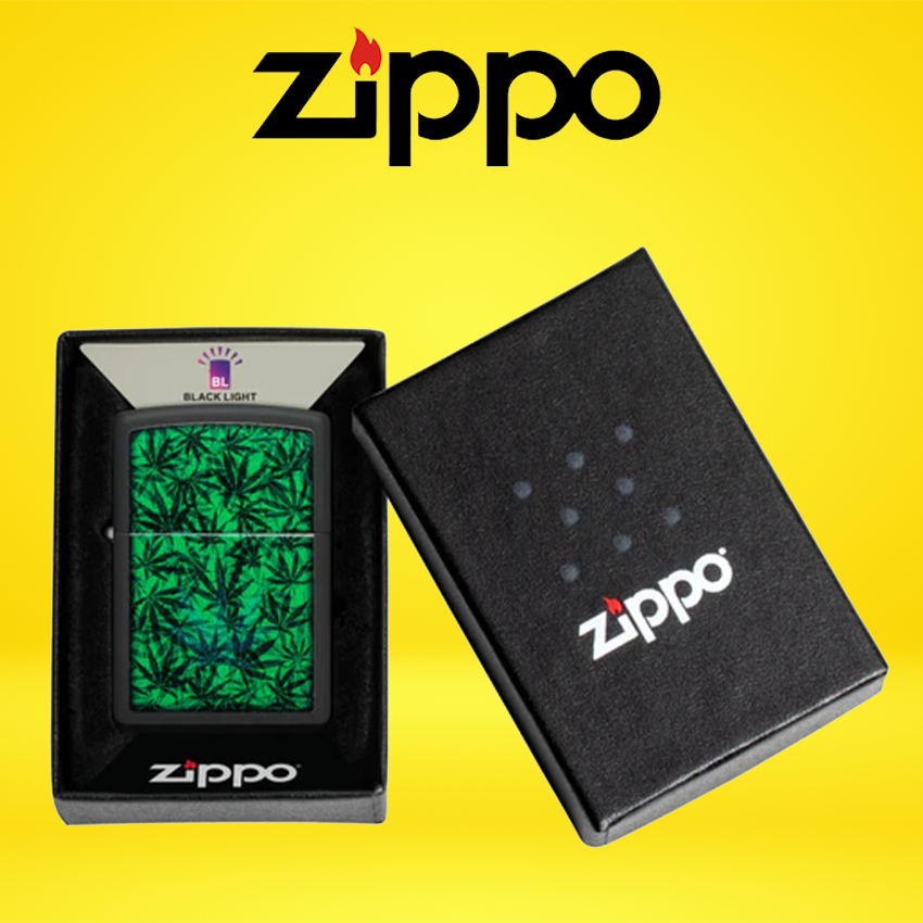ZIPPO - CANNABIS GREEN DESIGN LIGHTER - 1CT