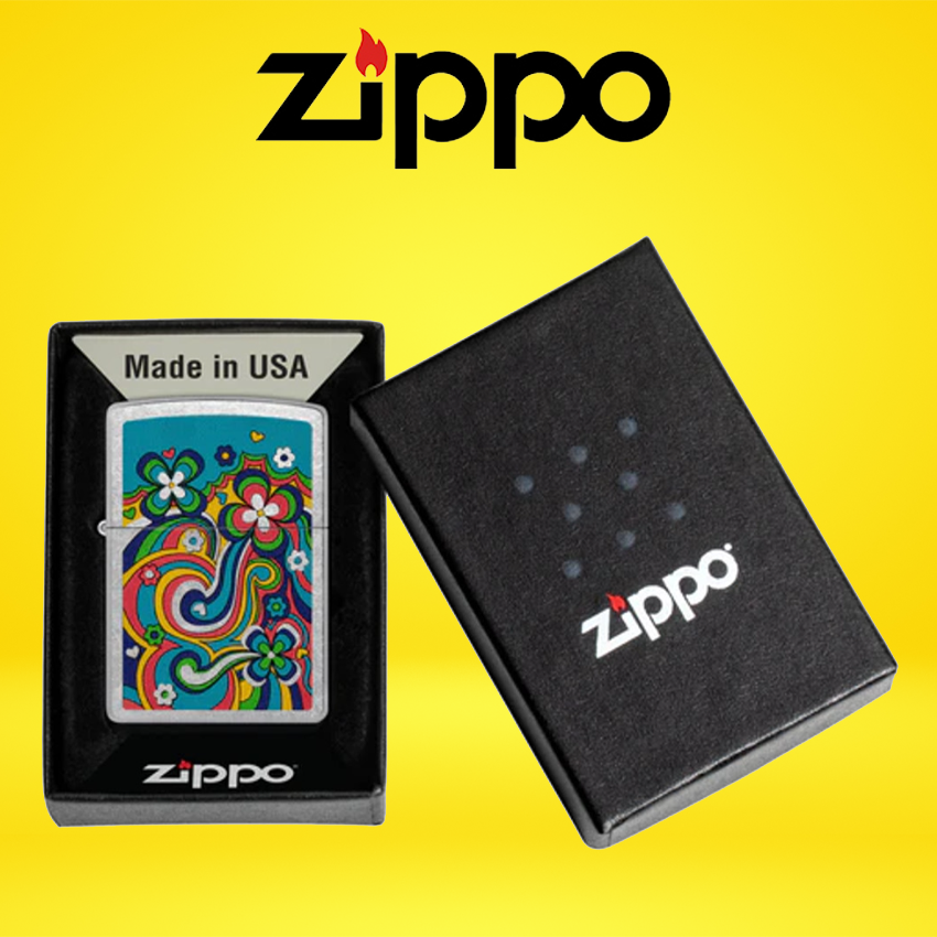 ZIPPO - FLOWER POWER DESIGN LIGHTER - 1CT