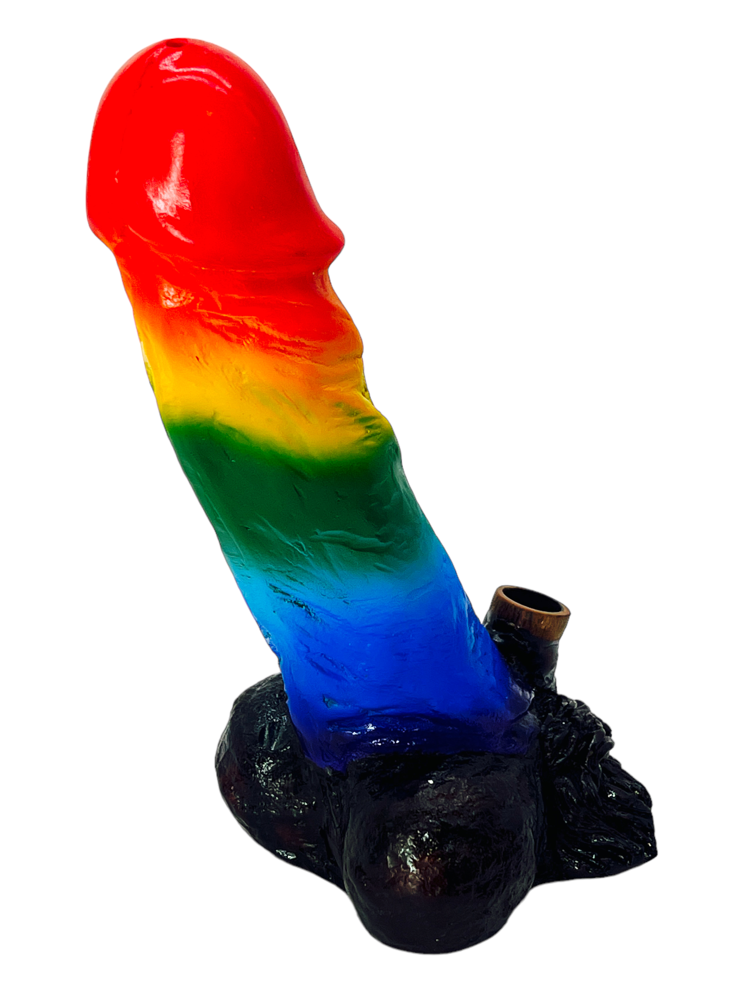HAND CRAFTED XLARGE PENIS HANDPIPE 10" - RAINBOW