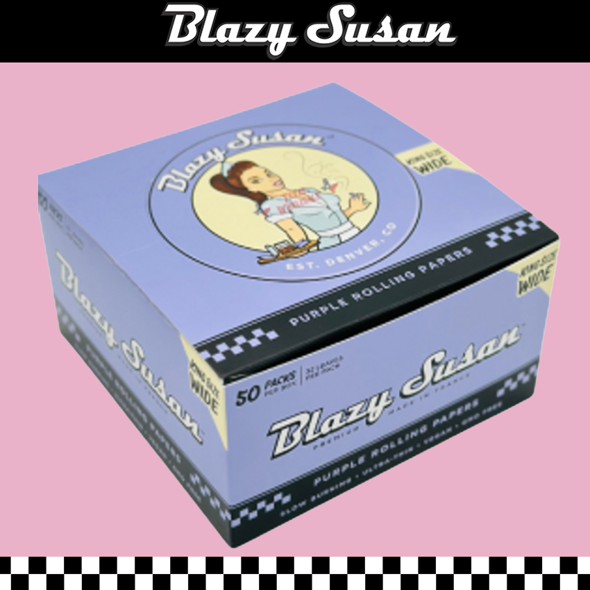 BLAZY SUSAN KING SIZE WIDE PURPLE ROLLING PAPERS - 50CT
