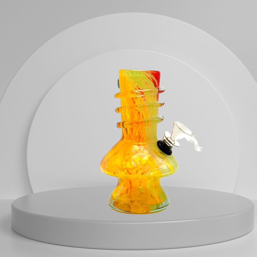 LIFTED MUSHROOM BASE TWIST GRIP SOFT GLASS WATER PIPE