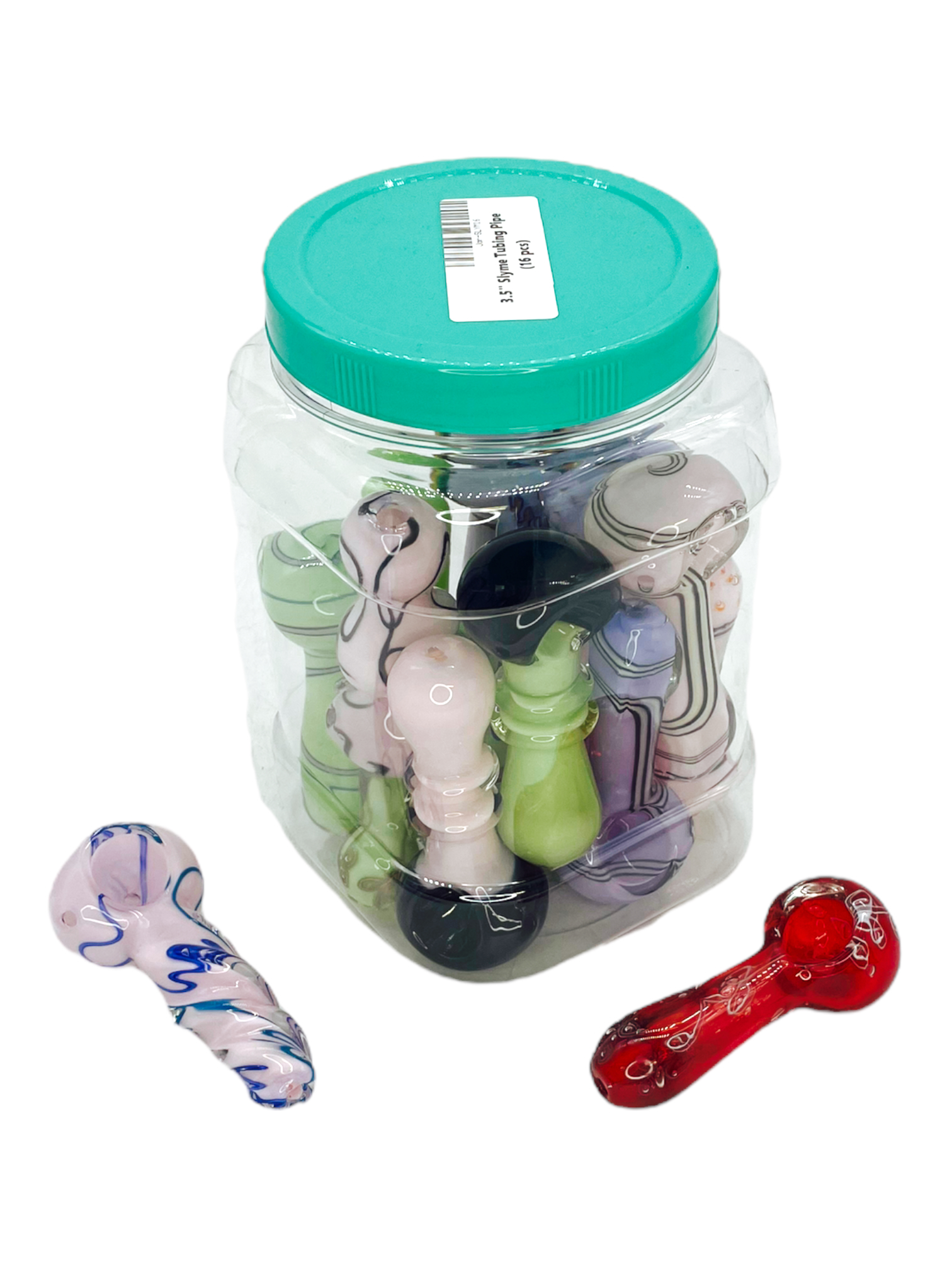 MIX DESIGN PREMIUM GLASS SLYME HANDPIPES 3" - 16CT JAR