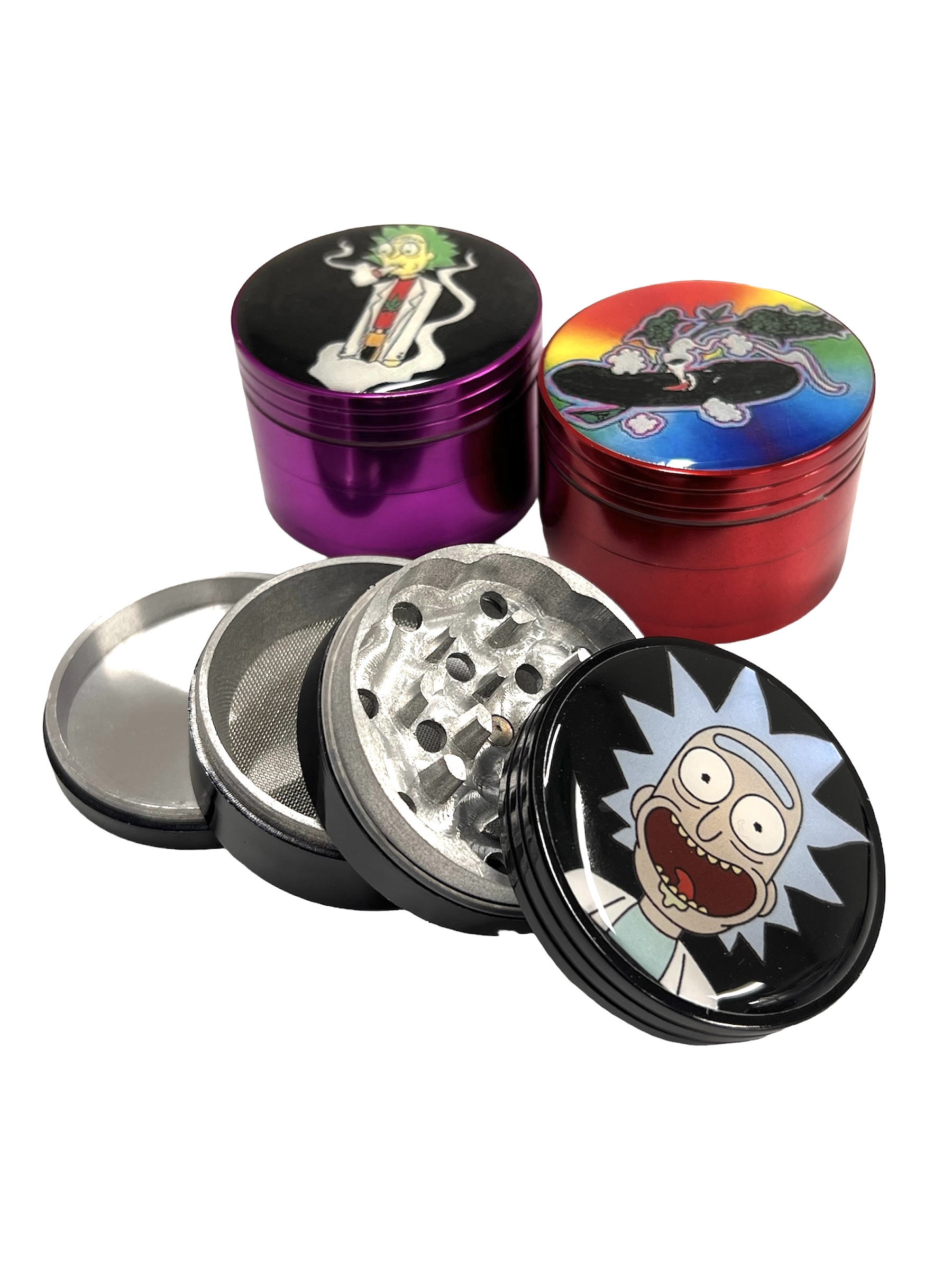 ALUMINUM GRINDER RICK & MORTY DESIGN 4 PART 56MM - 5CT