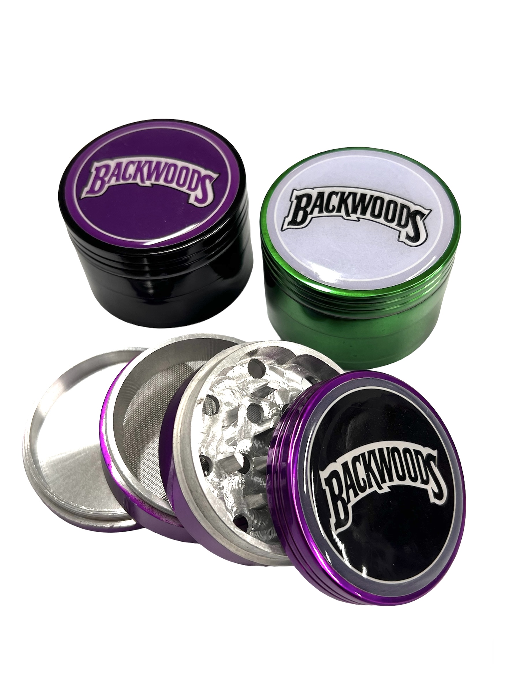ALUMINUM GRINDER BACKWOODS DESIGN 4 PART 56MM - 5CT