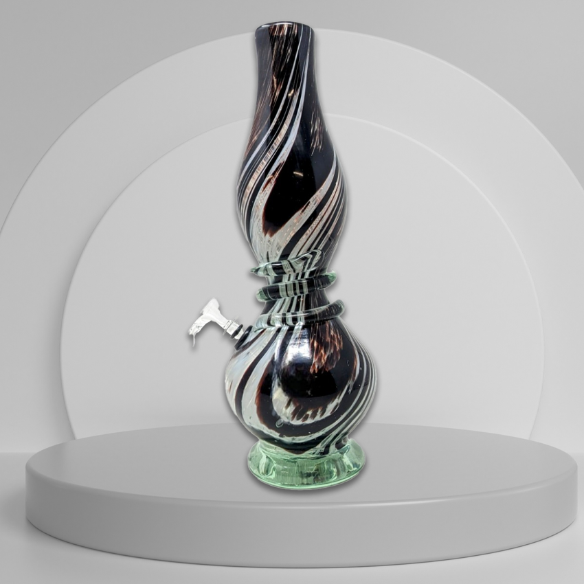 12" LIFTED MID TWIST GRIP WIDE NECK SOFT GLASS - GLASS ON RUBBER