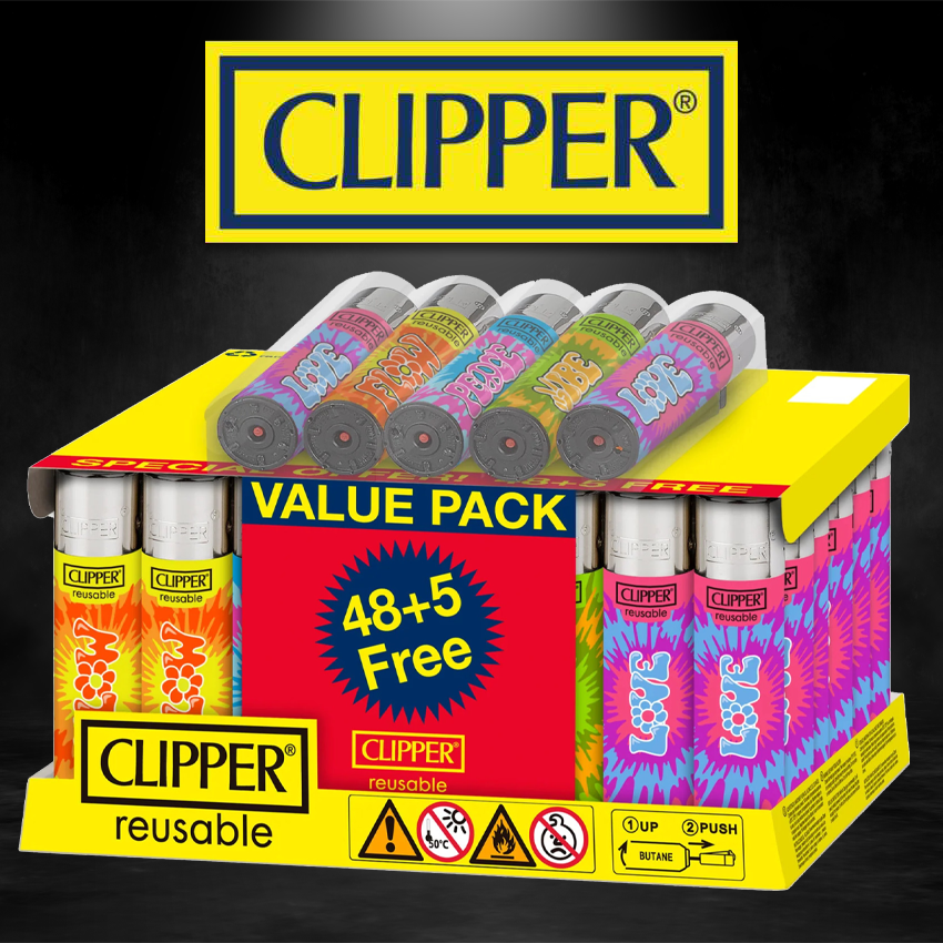 CLIPPER CLASSIC LARGE PRINTED NEW TIE DYE - 48CT DISPLAY