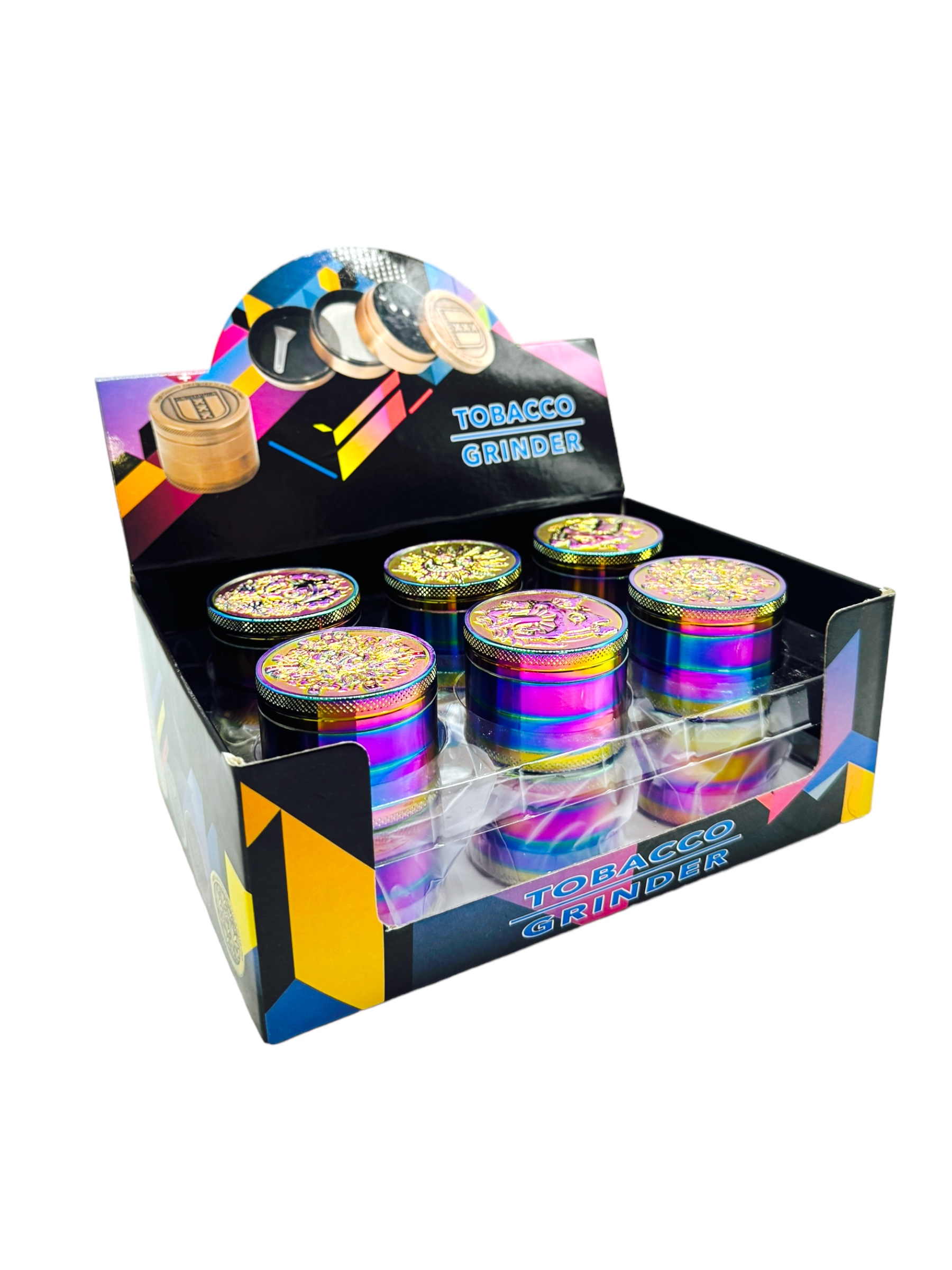 METAL RAINBOW 4 PART GRINDER - 12CT DISPLAY