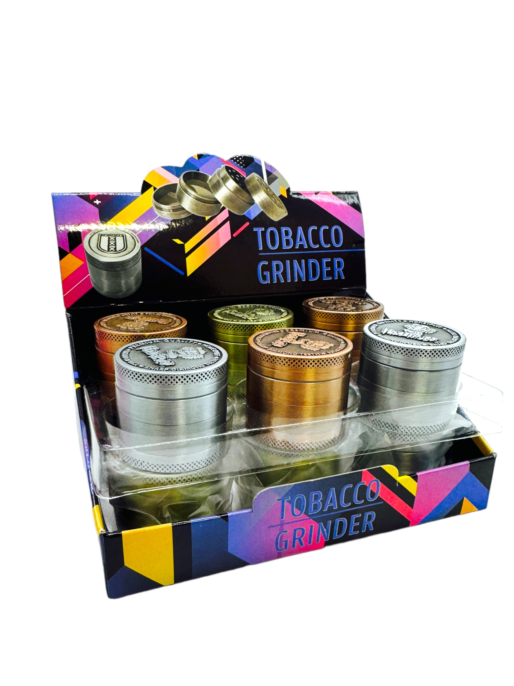 METAL BRUSHED 4 PART GRINDER - 12CT DISPLAY