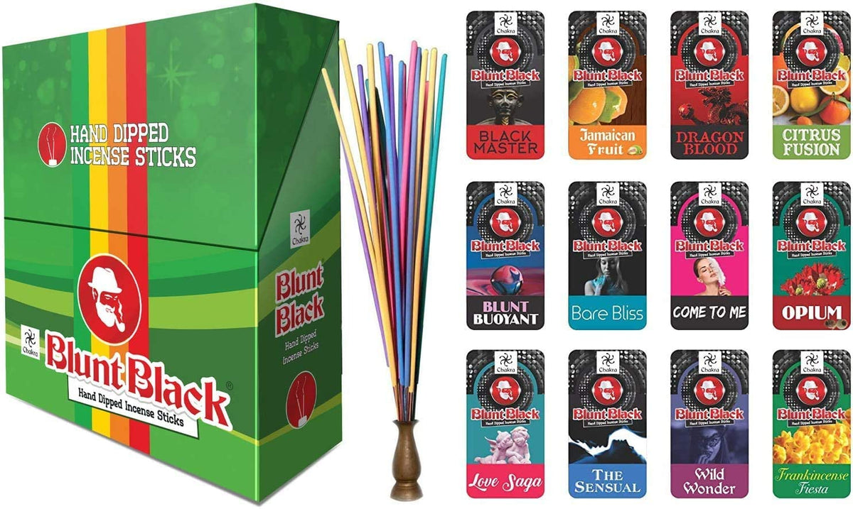 BLUNT BLACK INCENSE STICKS 19"- ASSORTED - DISPLAY OF 24CT