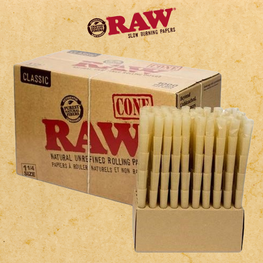 RAW CLASSIC BULK 1 1/4 CONES 1000CT BOX