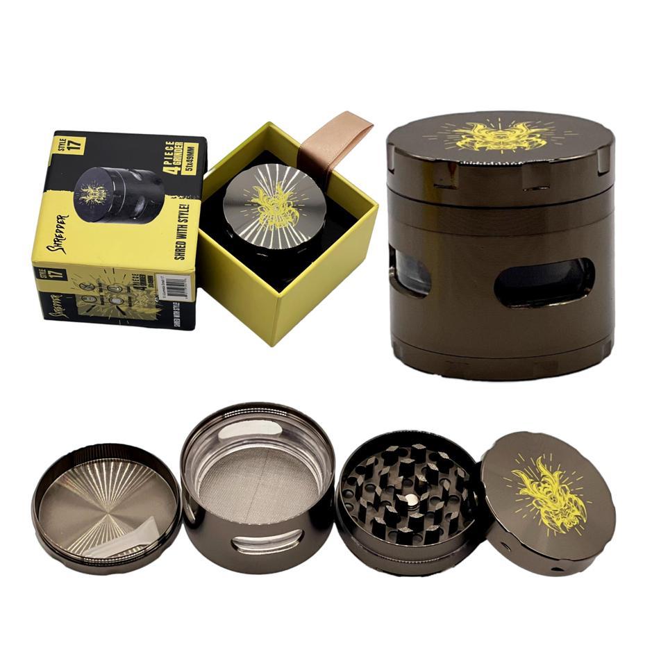 SHREDDER 4 PIECE GRINDER 52MM (STYLE 17) - MIXED COLOR