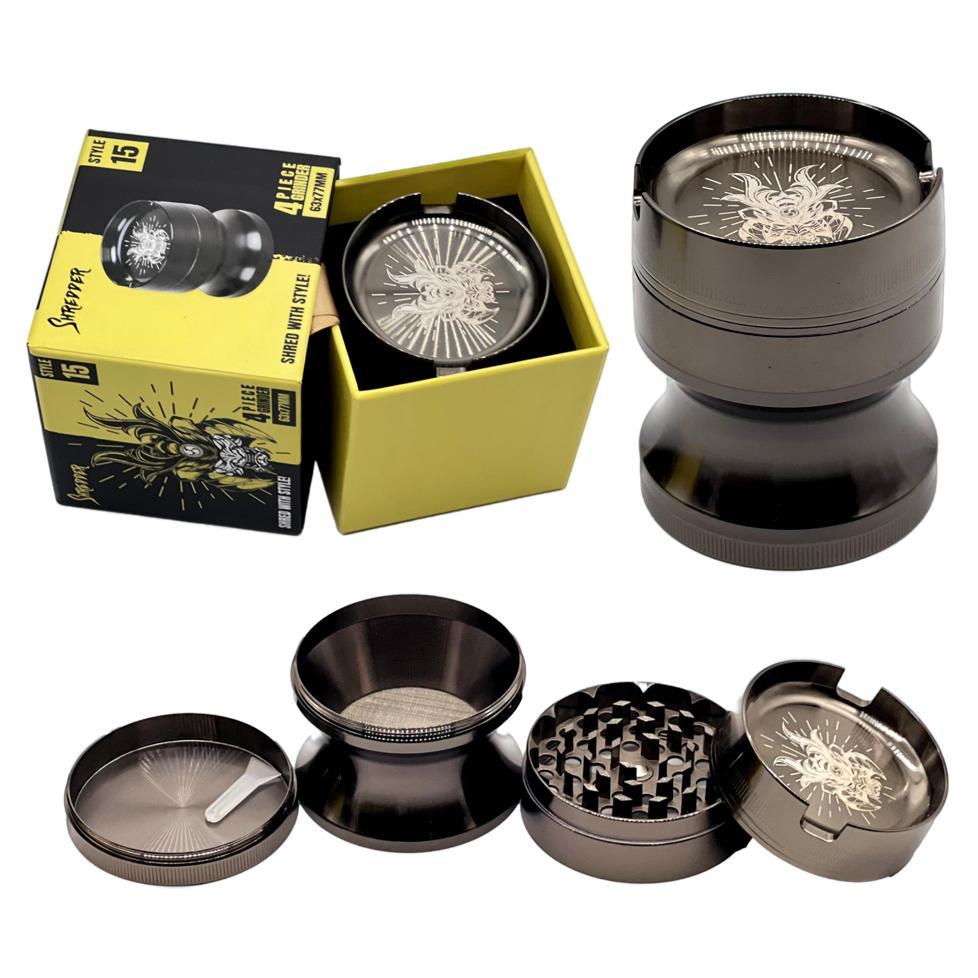 SHREDDER 4 PIECE GRINDER 63MM (STYLE 15) - MIXED COLOR