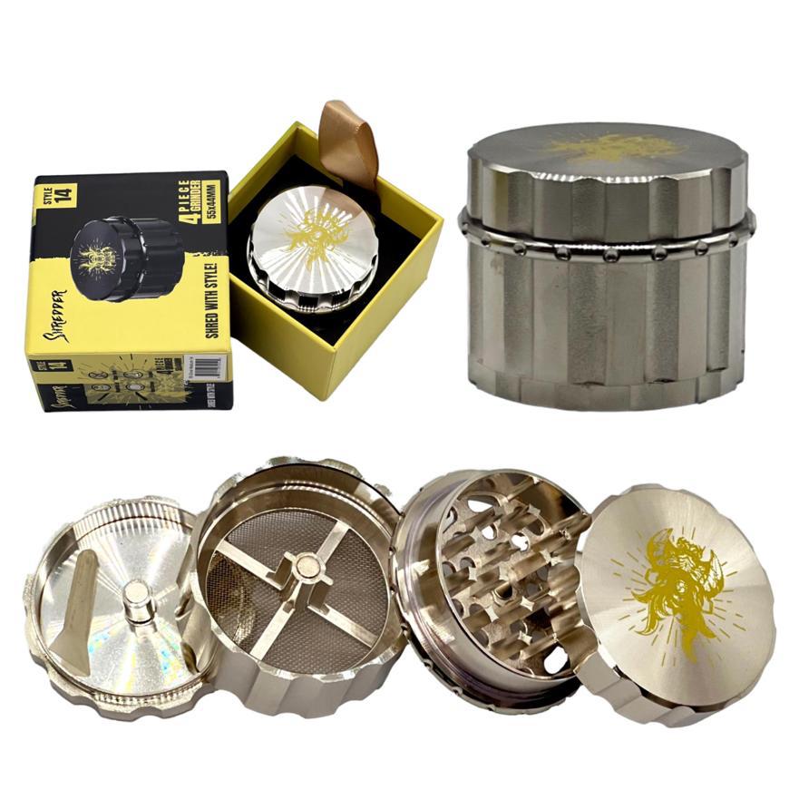 SHREDDER 4 PIECE GRINDER 55MM (STYLE 14) - MIXED COLOR