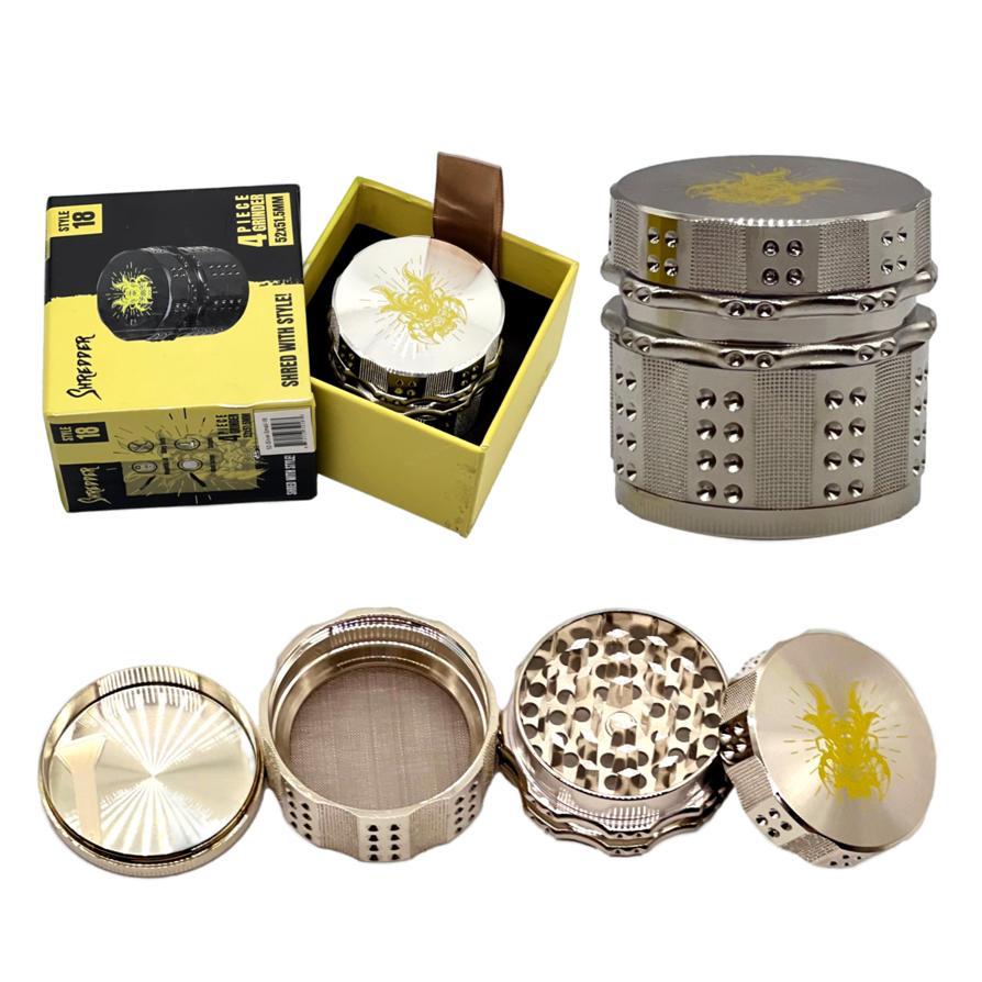 SHREDDER 4 PIECE GRINDER 52MM (STYLE 18) - MIXED COLOR