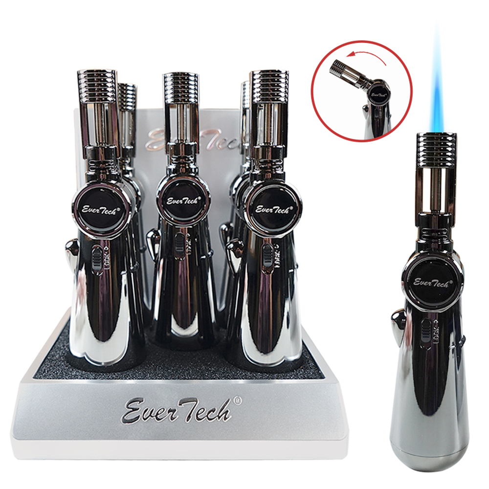 EVERTECH GUN METAL AND CAMO JET TORCH LIGHTERS - 5CT DISPLAY