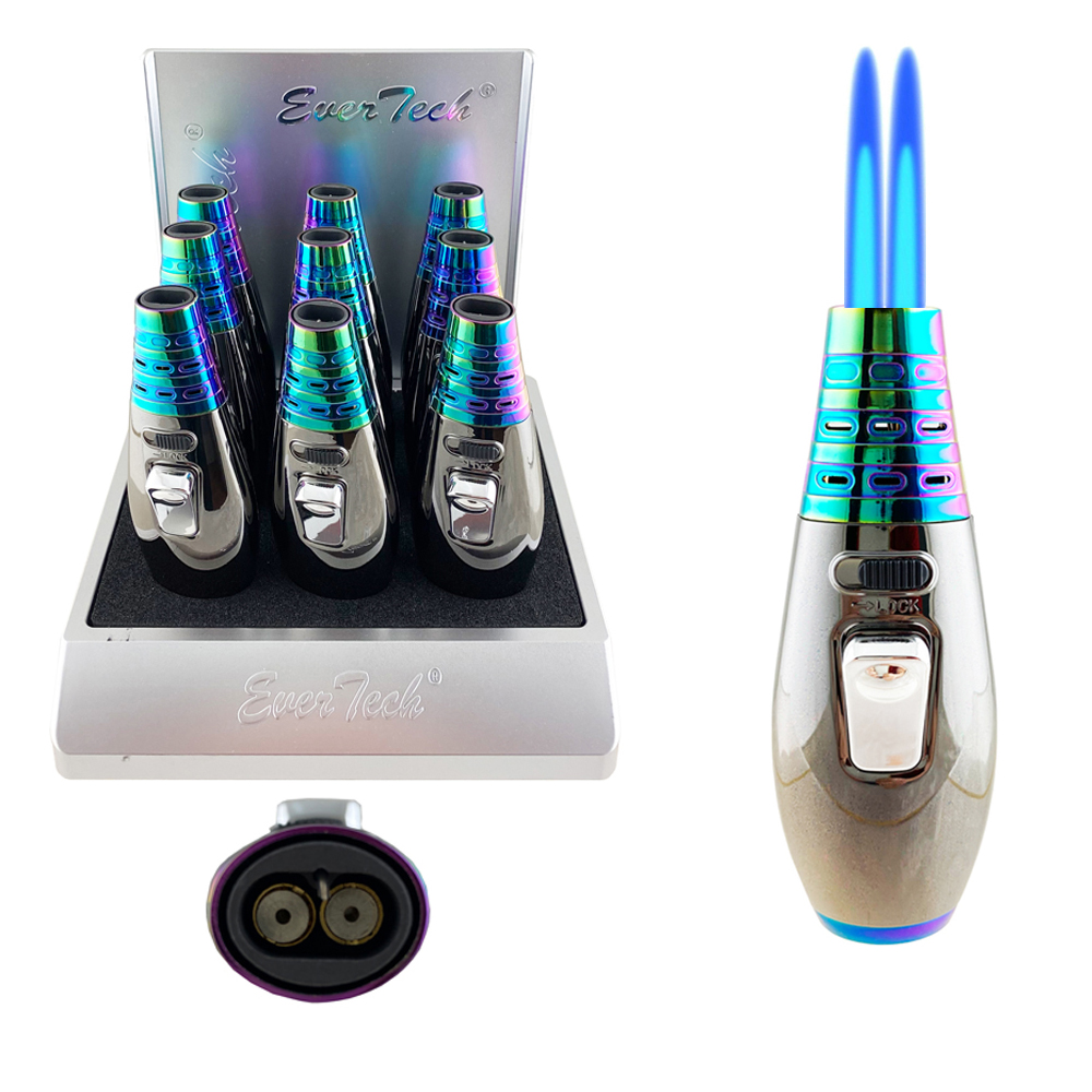 EVER TECH DOUBLE FLAMES TORCH - RAINBOW - 9CT