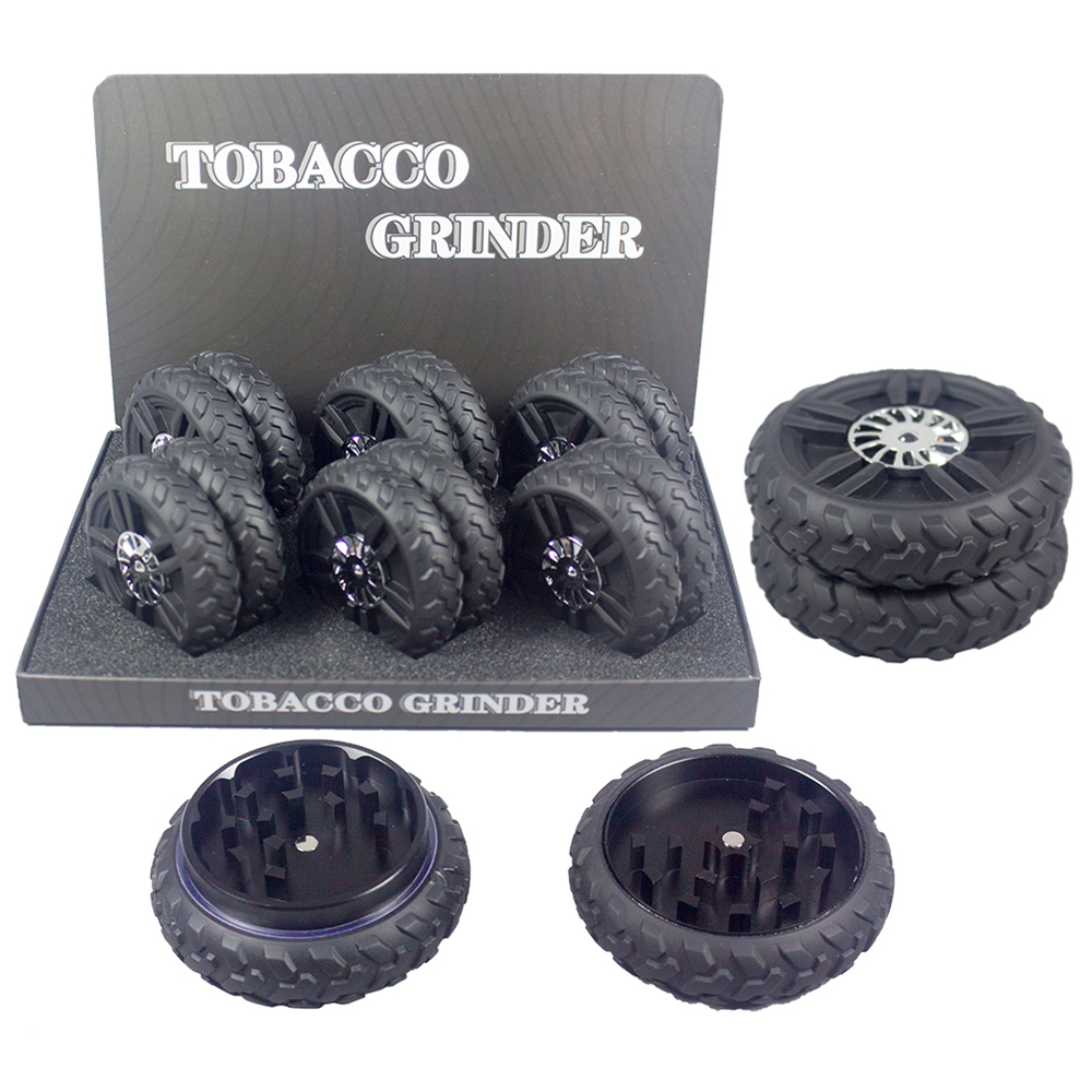 75MM 2-PART TIRE SHAPED GRINDER DISPLAY - 6CT