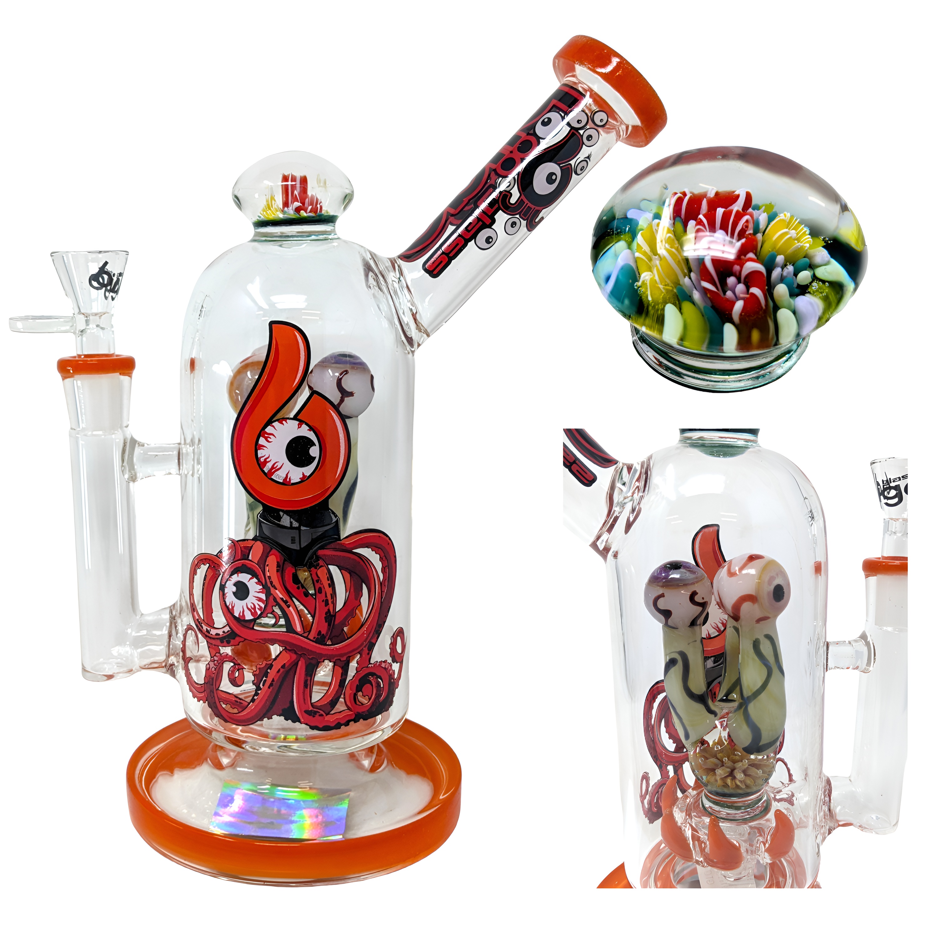 BIIGO BY LOOKAH - SIDE NECK GLASS BLOSSOM GOREGAZE PERC WATERPIPE 10"