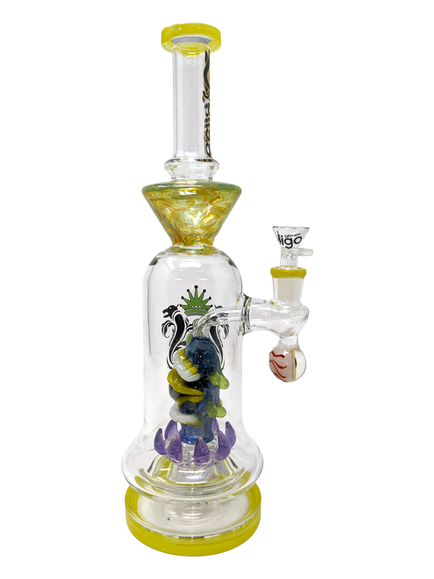 BIIGO BY LOOKAH - BELL BOTTOM OOZING MONSTER EYE PERC WATERPIPE 13.5" (GT052-GRN)