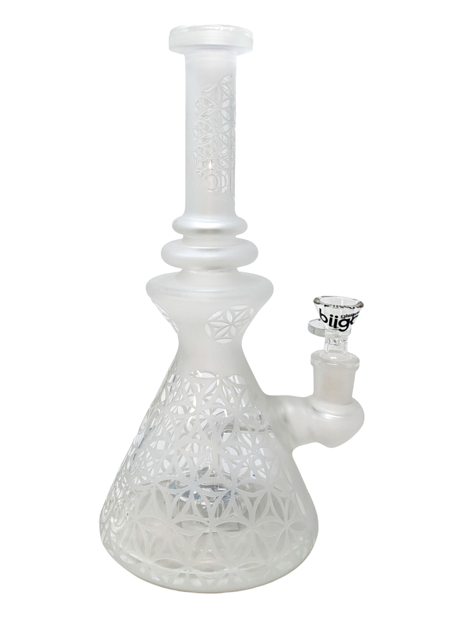 BIIGO BY LOOKAH - SAND BLASTED CIRCLED STAR SHOWERHEAD PERC WATERPIPE 9"