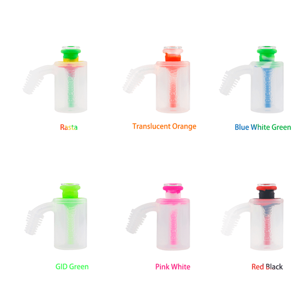 WAXMAID SILICONE & GLASS ASH CATCHER KIT 5" - 6CT - ASSORTED COLOR (ASHC1700)