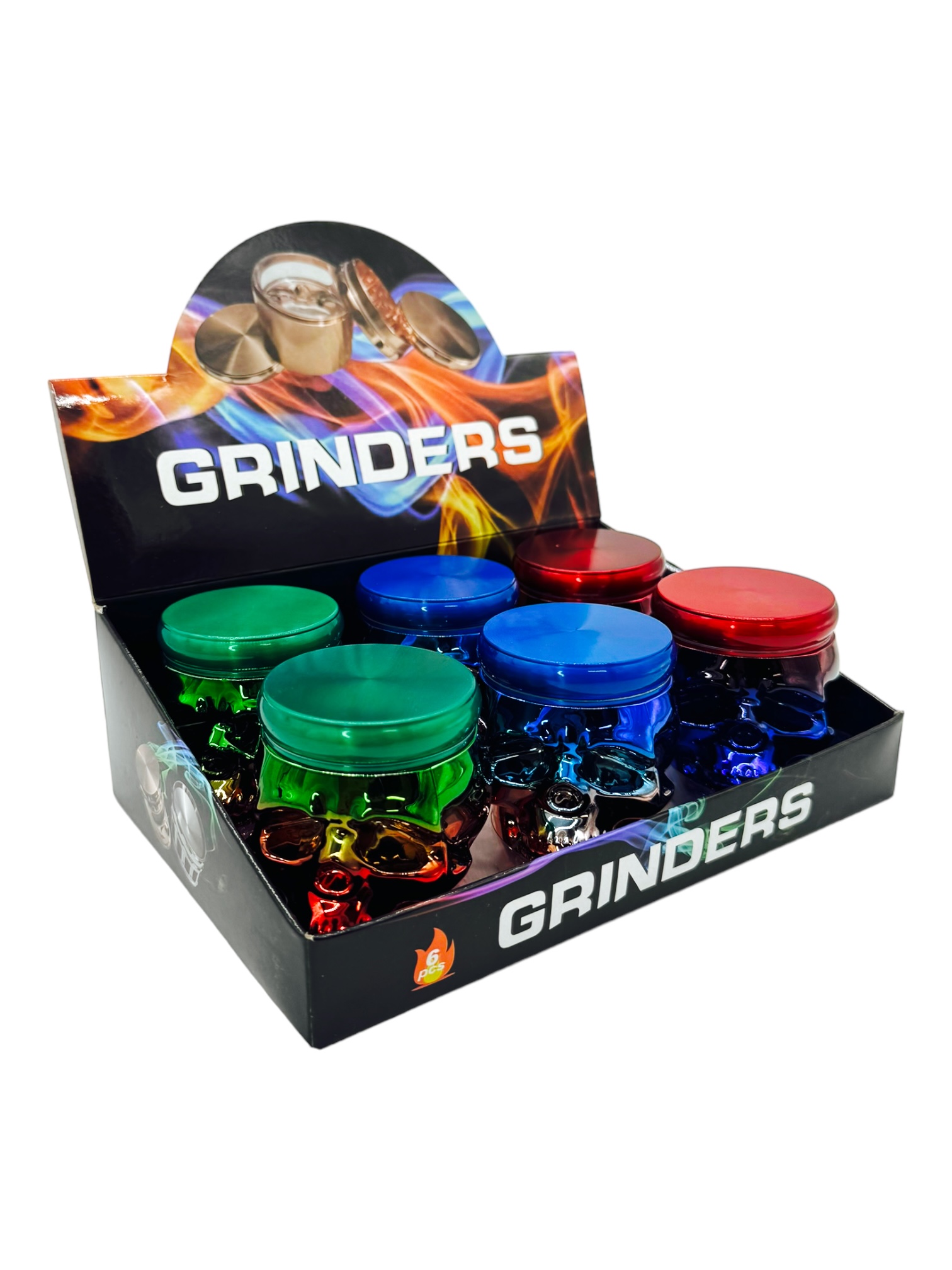 SKULL GRINDER MULTI RAINBOW COLOR - 6CT DISPLAY