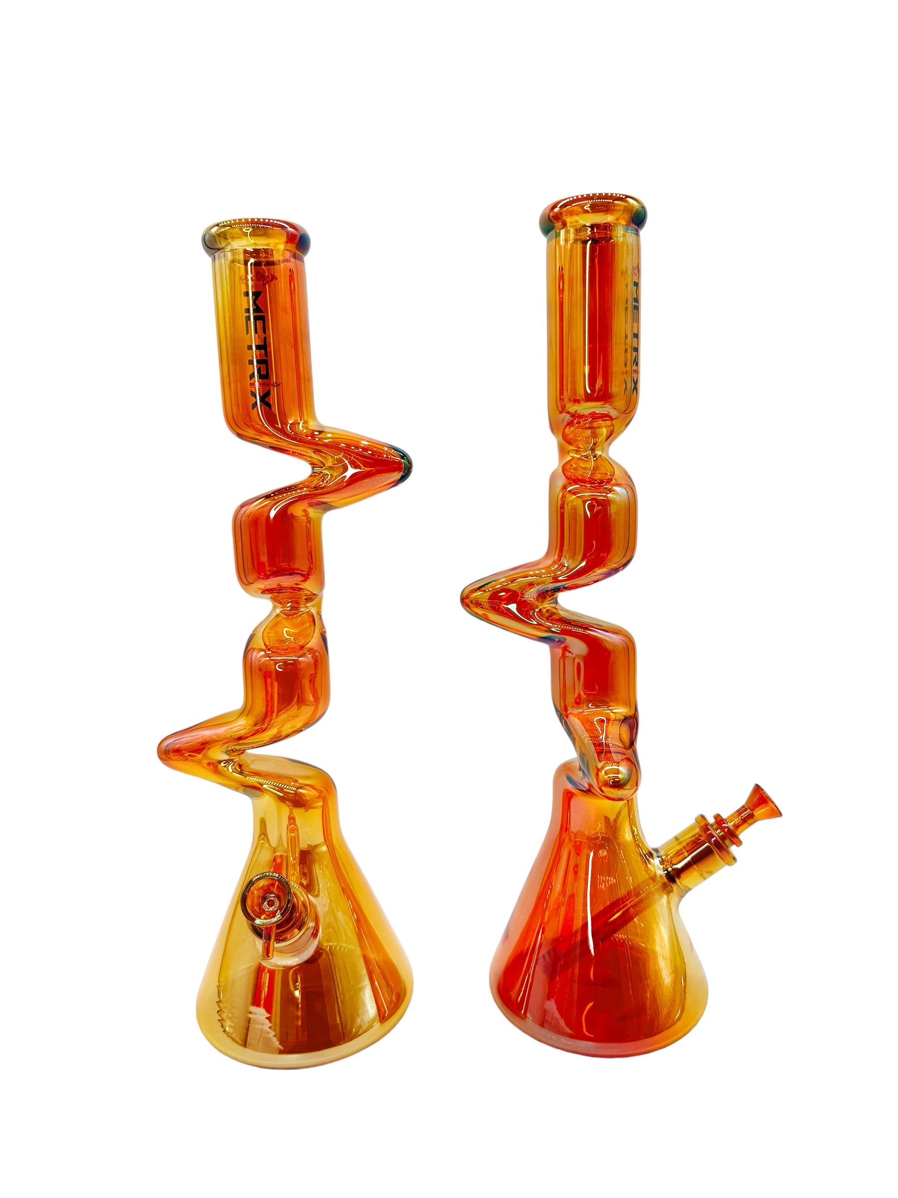 METRIX ZIGZAG CHROME ASSORTED COLOR WATERPIPE 18"