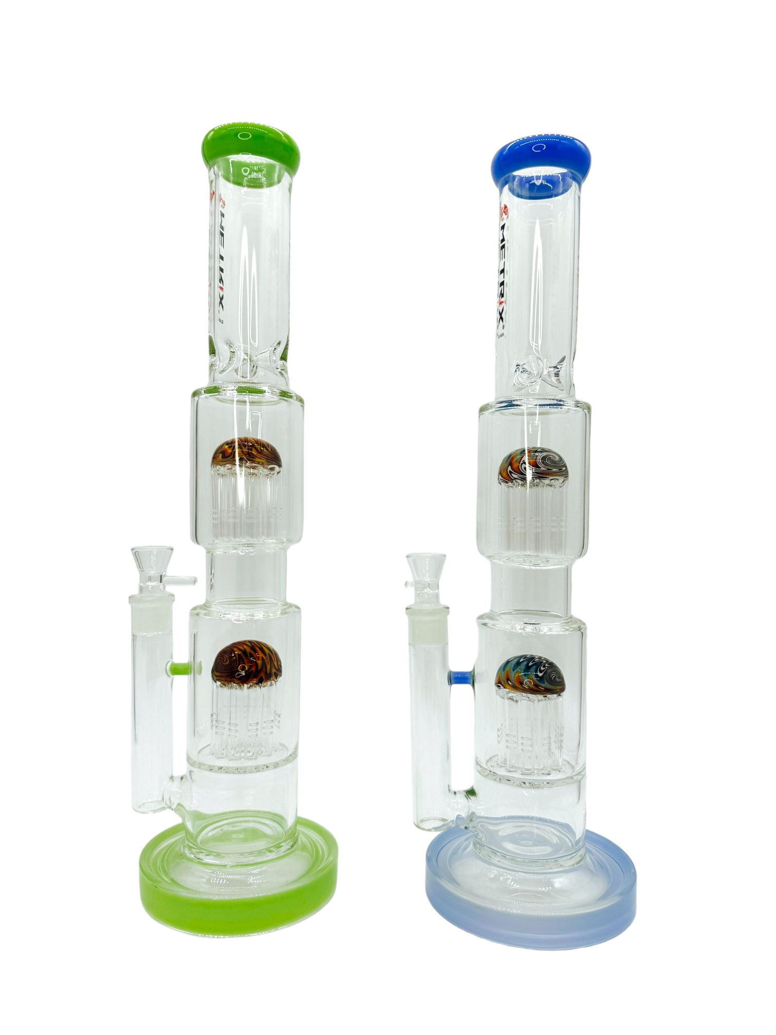 METRIX DOUBLE TREE PERC WATERPIPE ASSORTED COLOR 19"