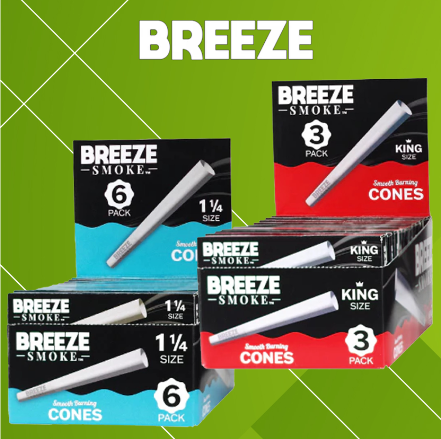 BREEZE SMOKE SMOOTH BURNINNG CONES - 24CT DISPLAY