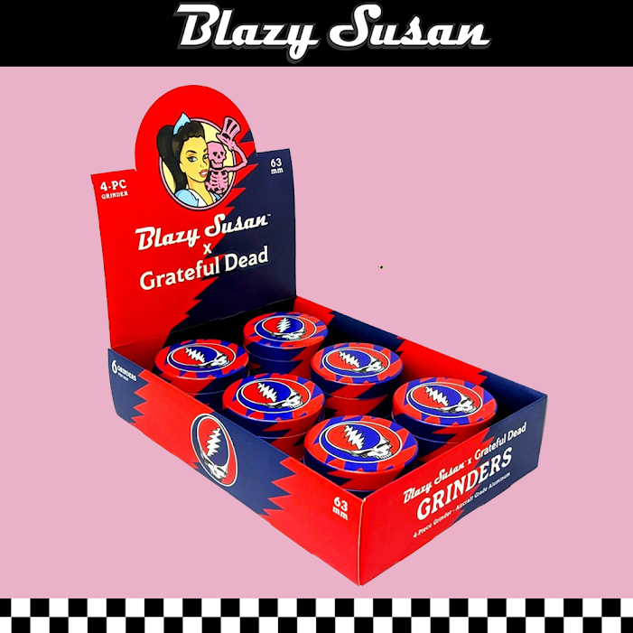 BLAZY SUSAN X GRATEFUL DEAD 63MM 4-PART GRINDER - DISPLAY OF 6