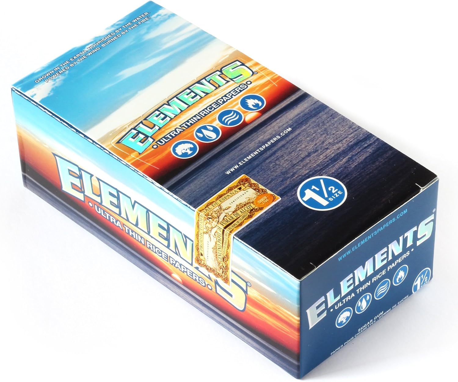 ELEMENTS 1 1/2 SIZE 33-PACK ROLLING PAPERS - DISPLAY OF 25
