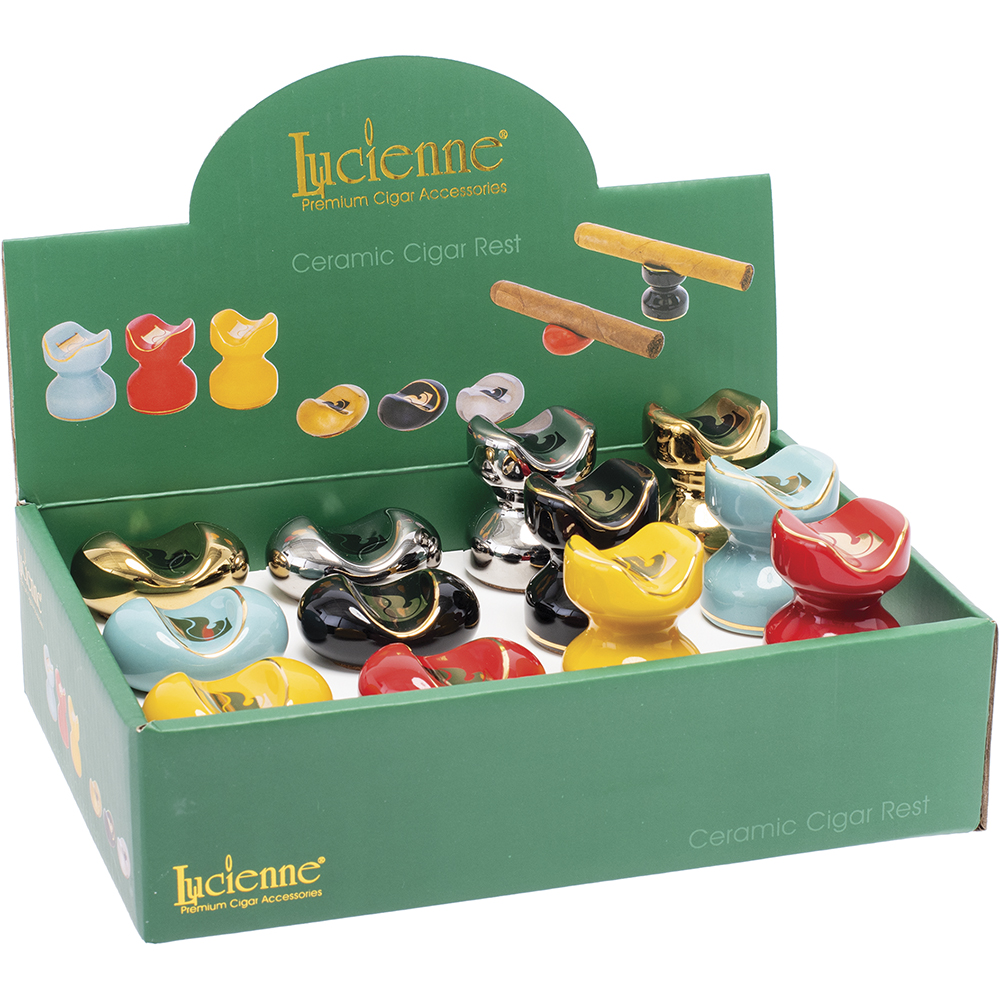 CERAMIC CIGAR REST - ASST COLORS - DISPLAY OF 12