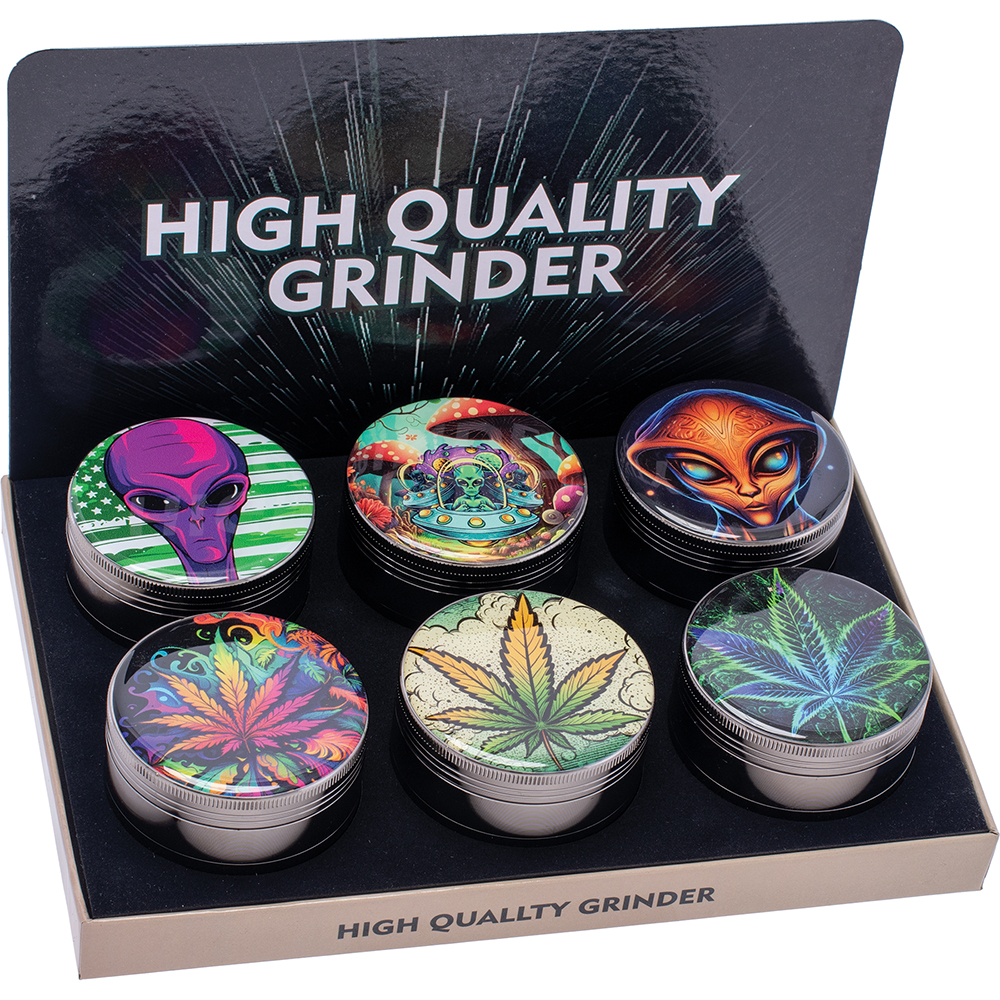 63MM LEAF ALIEN GRINDER - DISPLAY OF 6