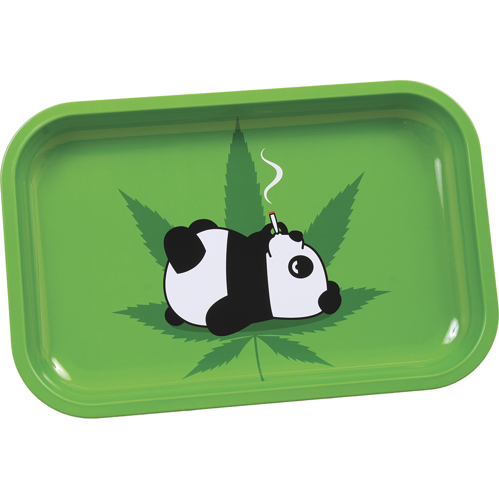 SMALL PANDA SMOKING CIGARETTE ROLLING TRAY