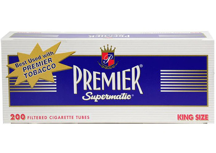 PREMIER REGULAR NAVY FILTER CIGARETTE TUBES KING SIZE 200-PACK - DISPLAY OF 5