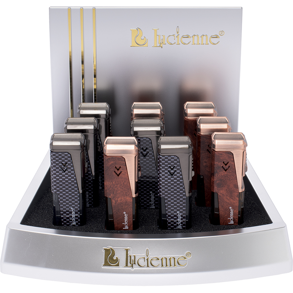 LUCIENNE QUAD JETS TORCH LIGHTER WITH PUNCH & REST - DISPLAY OF 10