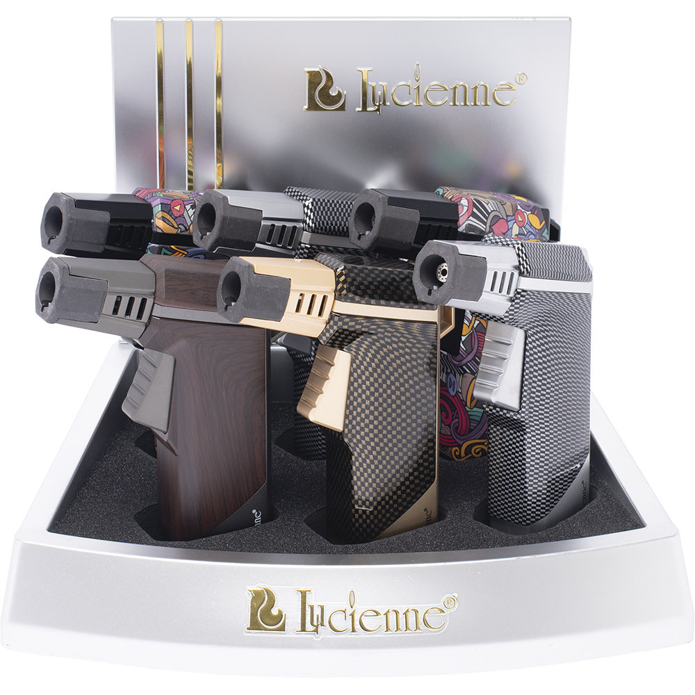 LUCIENNE SINGLE JET TORCH WITH PRINT - DISPLAY OF 6